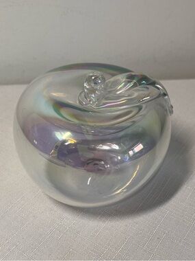 Vintage Giftcraft Hand Blown Iridescent Glass Apple Paperweight